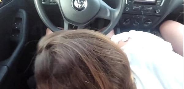 Teen blowjob in the car - Cum mouth